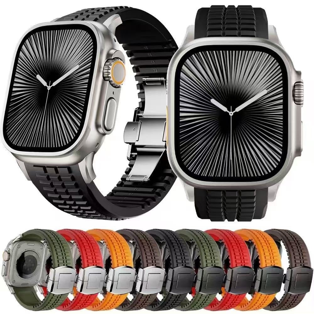 Premium Apple Watch Butterfly Clasp Sport/Business/Golf Band 42-49 mm Sliver Clasp