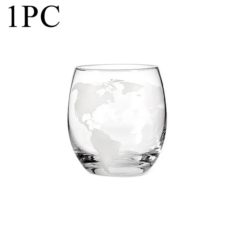 Creative Globe Decanter Set with Lead-free Carafe Exquisite Wood-stand and 2 Whisky Glasses Whiskey Decanter Globe Grade Gift
